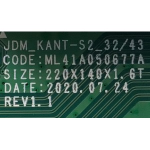 MAIN PARA SMART TV SAMSUNG / NUMERO DE PARTE 0980-0900-1701 / ML41A050677A / 098009001701 / 80MF90M5T72671B / VT32HS048U5/RK / DISPLAY PT320AT03.3 / MODELO UN32M4500BFXZA VI09